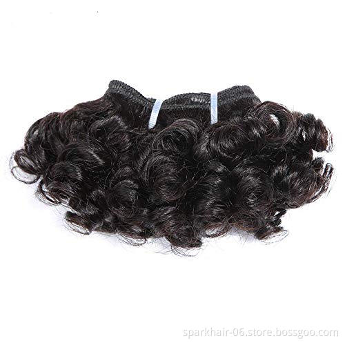 Spark Hair  Bouncy Curly Bundles 100% Peruvian Unprocessed Virgin Hair Bundles Short Curly Bob Style Weave Human Hair Extension